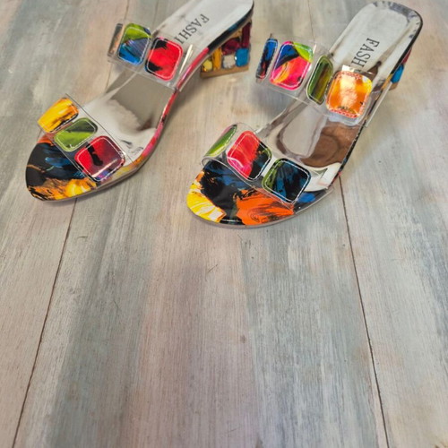 Sandals with colorful stones and transparent details size 40 new