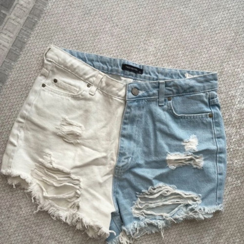 Trendyol denim shorts like new, size 38, white and blue