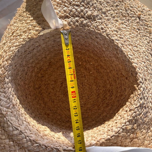 Handcrafted French straw sun hat with oversized brim, like new