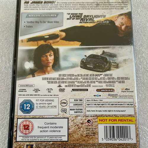 James Bond Quantum of Solace DVD used with English subtitles