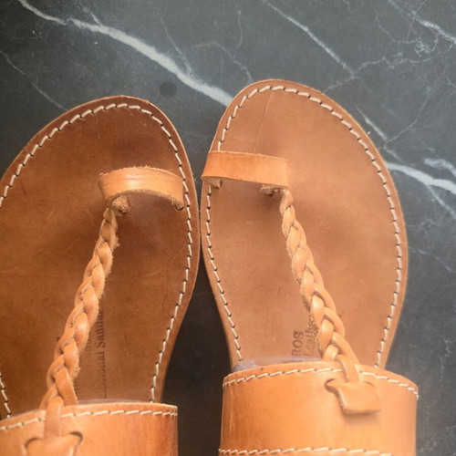 Kouros Leather handmade ancient Greek leather sandals with braid