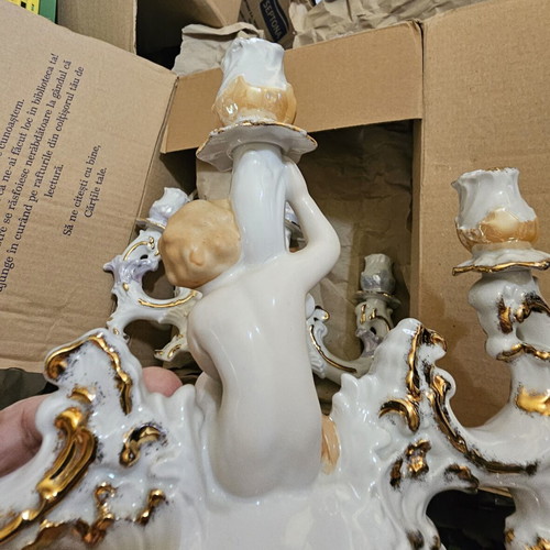 Regal Crown porcelain triple candle holder statue like new vintage