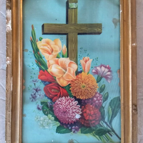 Vintage frame with cross 25×35