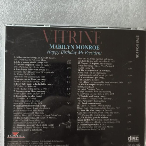 Marilyn Monroe Happy Birthday Mr President VITRINE CD like new