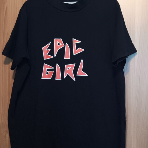 Pull & Bear Epic Girl T-shirt, size S, black and red