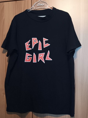 Pull & Bear Epic Girl T-shirt, size S, black and red