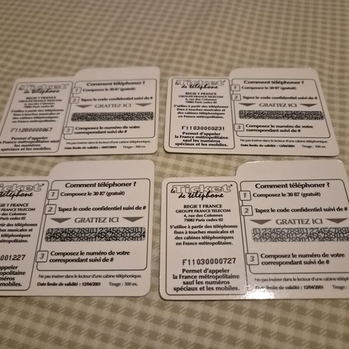 Vintage France Telecom phone cards set of 4, like new