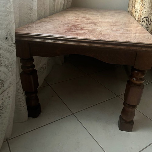 Set of coffee tables with real marble and wood