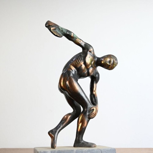 Bronze Discobolus Decorative Statue used, 28 cm height
