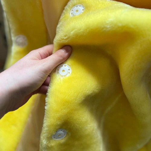 Yellow faux fur coat new, statement jacket