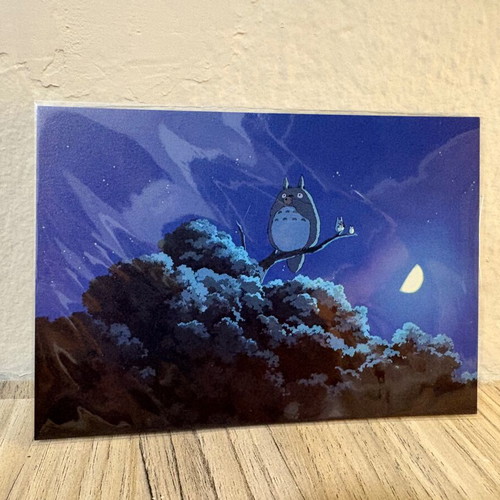 Fishing Totoro figure with LED light and Ghibli house cards