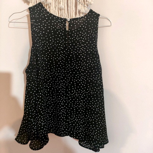 Polka Dot Blouse Like New With Distinctive Sleeves Black White