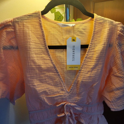 Terranova peach short sleeve crop top S muslin