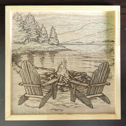 Laser Engraved Painting New With Lacquered Wooden Frame