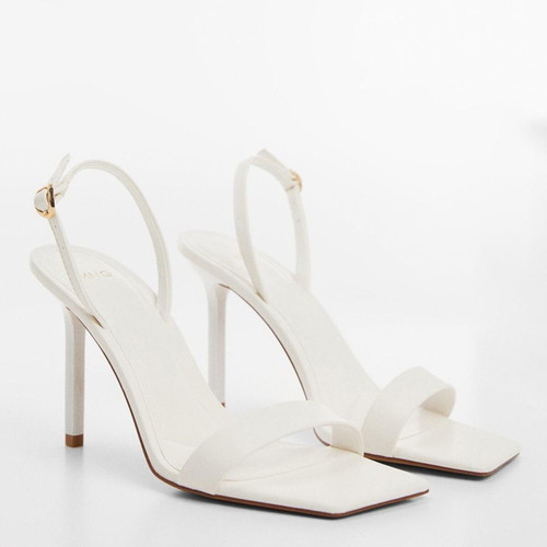 Mango Katia White Strappy Slingback Heeled Sandals like new
