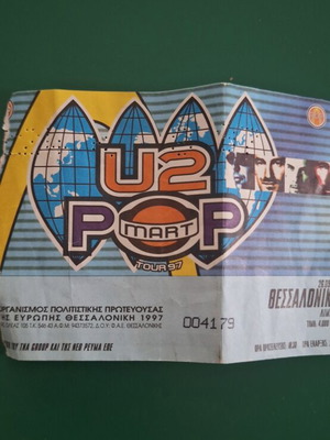 U2 Collectible Ticket and Official Concert Map used, Thessaloniki 1997