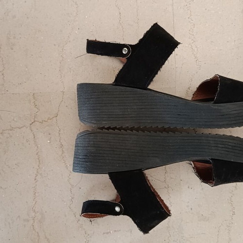 Platform sandals size 41 used, black and brown, comfortable