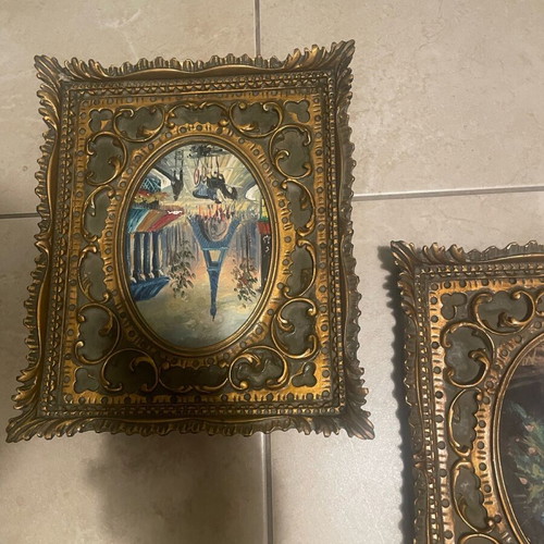 Handmade art plaques used, set of two