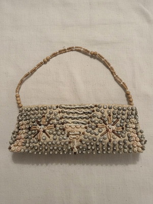 Vintage Boho Handbag 90s with Beads used, handmade style