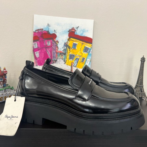 Queen Oxford Pepe Jeans women's loafers new, black patent leather, size 40