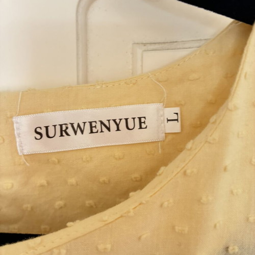 Butter Yellow Swiss Dot Puff Sleeve Smock Midi Dress, Size L, 100% Cotton, Pockets, Cottagecore
