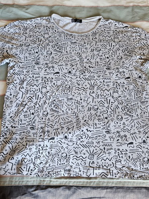 Bershka men's T-shirt XL/XXL, 100% cotton, grey/black