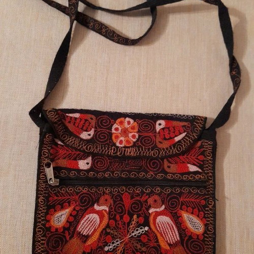 Ethnic Handmade Embroidered Fabric Crossbody Bag like new, 24×21 cm