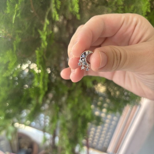 Pandora Moon and Stars Charm like new, silver with blue stones