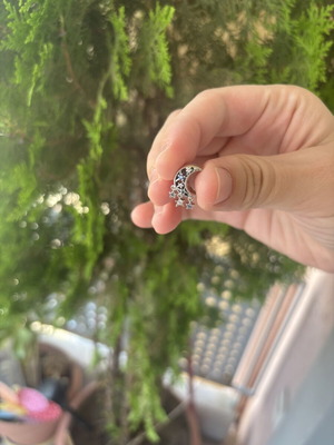 Pandora Moon and Stars Charm like new, silver with blue stones
