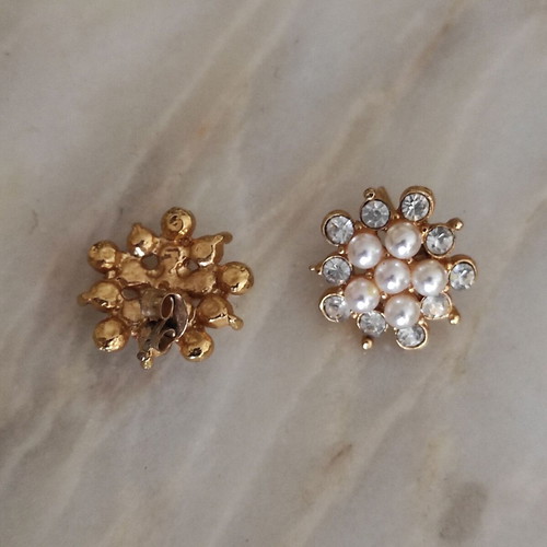 Bijou earrings with zircon stones like new, white and gold tone
