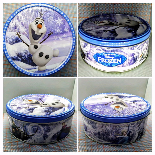 Metal round Frozen tin with Olaf Disney store used