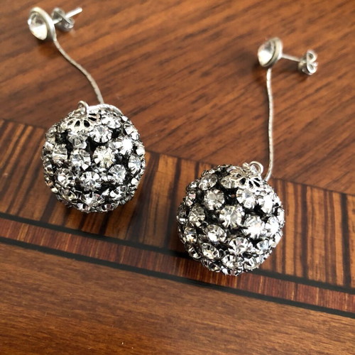 Earrings like new silver evening, about 8.5 cm