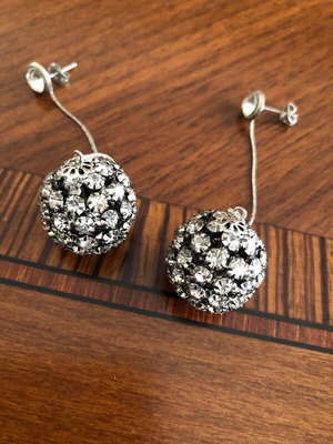 Earrings like new silver evening, about 8.5 cm