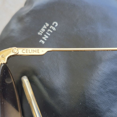 Celine Oversize Sunglasses Used, Gold Tones, Minor Lens Scratch