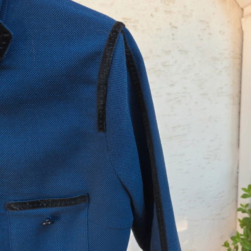 Sea Shell blazer used blue with black suede details, size 38