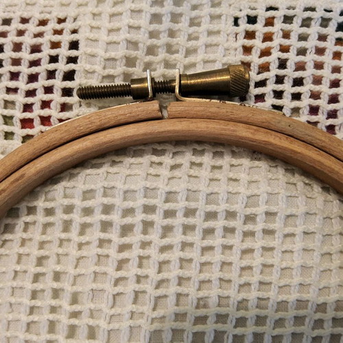 Wooden embroidery hoop used, vintage, 12 cm