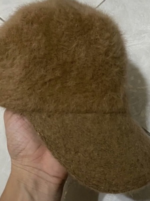 Fur hat like new, beige and brown