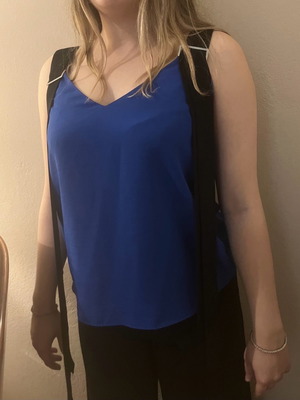 Stradivarius blue sleeveless top with black straps size S