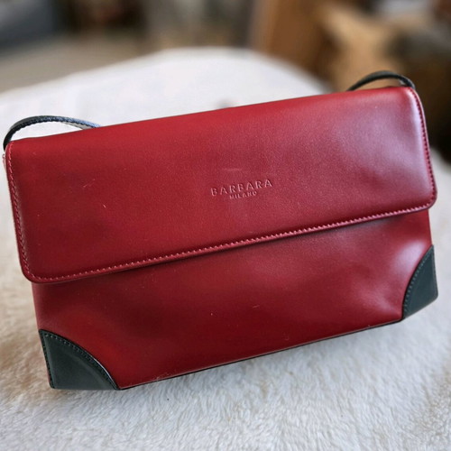 Barbara Milano leather bag new, shoulder, burgundy with gray