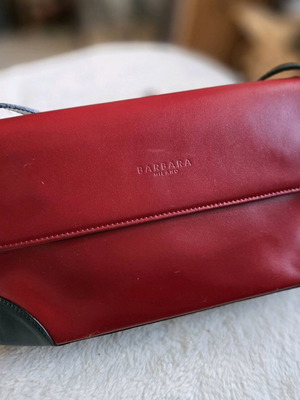Barbara Milano leather bag new, shoulder, burgundy with gray