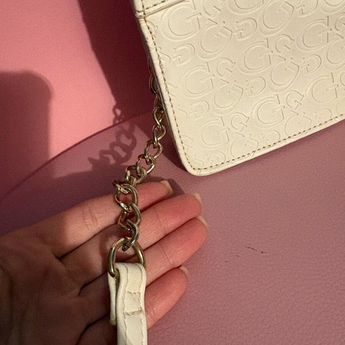 Guess small crossbody bag used, white with minor wear