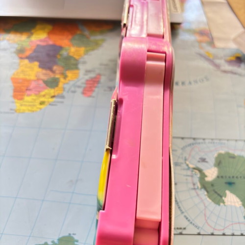 School pencil case with compartments for scissors and tape, pink