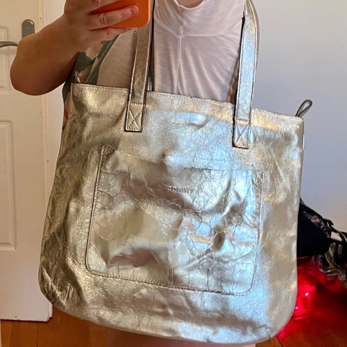 Thiros leather shoulder bag silver used with small scratches
