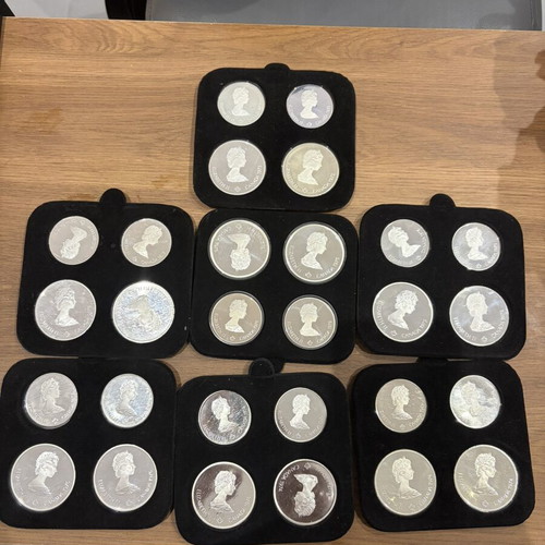 Complete Collection of 28 Silver Coins 925 Montreal 1976 Olympics New