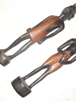 Two old wooden African figures used