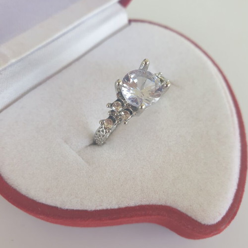 Ring stainless steel 316 with white zircon size 54 like new