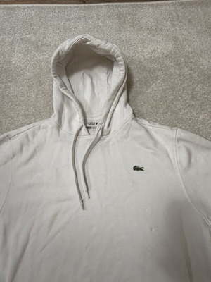 Lacoste cotton hoodie white XXL size