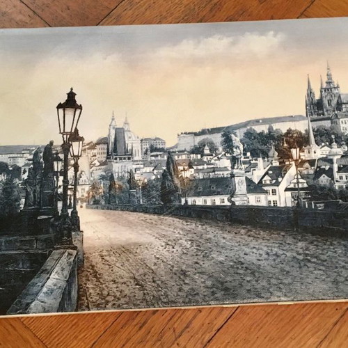 Acrylic canvas painting depicting Prague new 20x40 cm