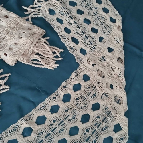 Beige handmade crochet set new, 188x75, 155x34, 190x38 cm
