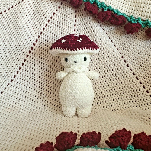 Mushroom guy knitted teddy bear new, handmade